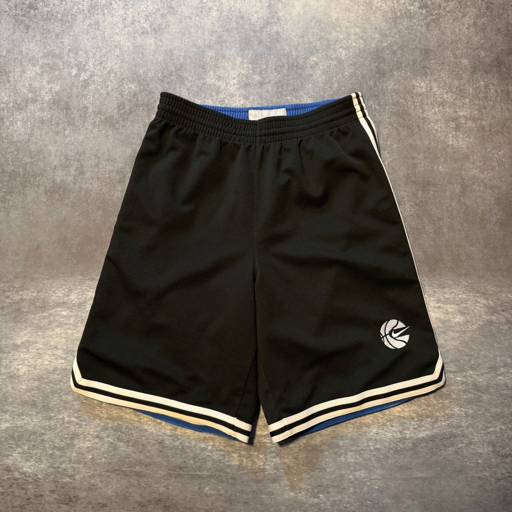 Vintage Nike Reversible Basketball Shorts Mens Black Blue Mesh Y2K Hoop Shorts